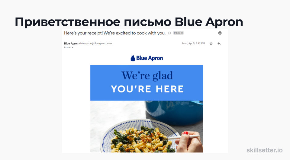 Blue Apron приветственный email